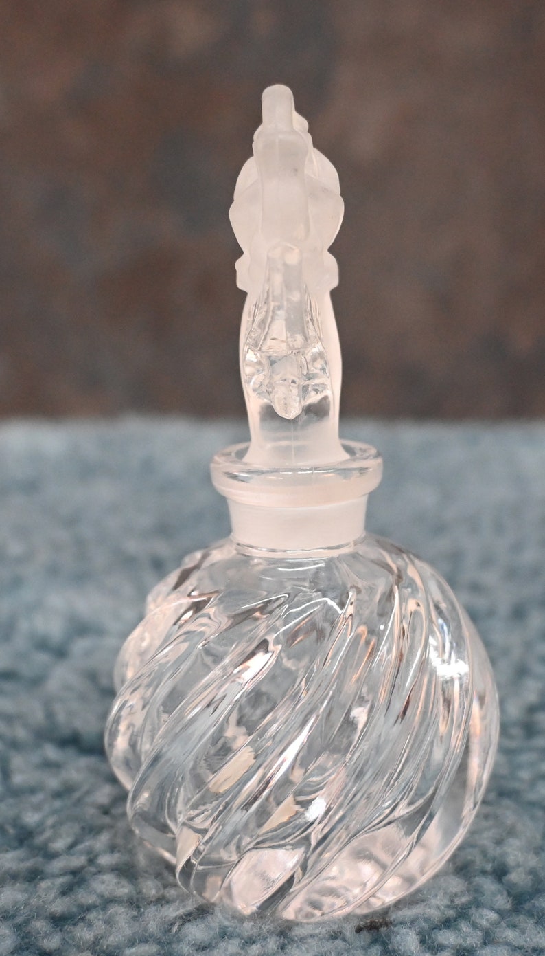 Global Art Flower Rose Clear Carved Perfume Bottle image 2