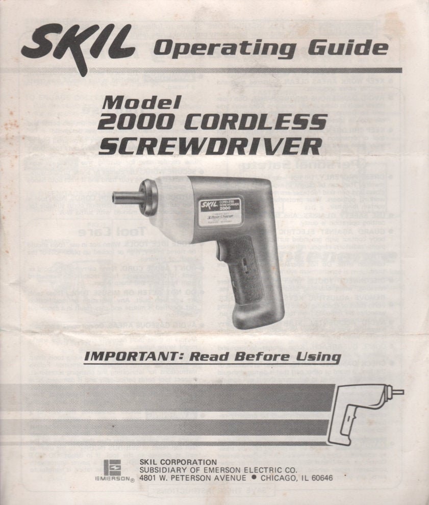 Skil cordless cheap screwdriver 2000