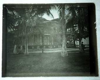 Magic Lantern Glass Slide Large House Panama 1906