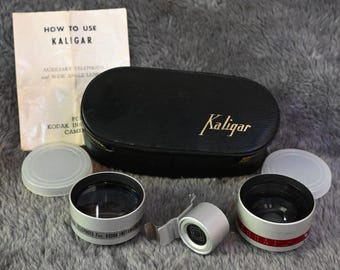 Kaligar Wide-Angle & Auxiliary Telephoto Lenses for Instamatic Camera in Case