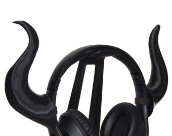 Headset Horns Demon 3D Printed | Headphones Accessory | VELCRO® Brand ONE-WRAP® Reusable Ties | Perfect For Streaming Gaming Costume Cosplay