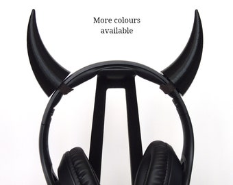 Headset Horns Devil | 3D Printed Headphones Accessory | VELCRO® Brand ONE-WRAP® Reusable Ties | Perfect For Streaming Gaming Costume Cosplay