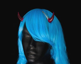 Translucent Red Horn Hair Clips Devil Oni Demon | Horns Tiny Mini Hairclips | For Costume, Cosplay, Photoshoots, SFX Make Up