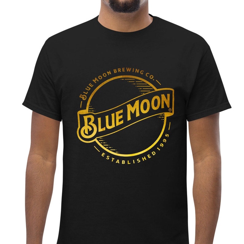 Vintage Blue Moon Beer Logo Tshirt, Distressed Graphic Tee, Retro