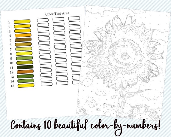 Libro para colorear imprimible para colorear por números para adultos y  adolescentes 10 Libro para colorear imprimible para colorear por números  Flores Libro para colorear para adultos descargable pdf -  México