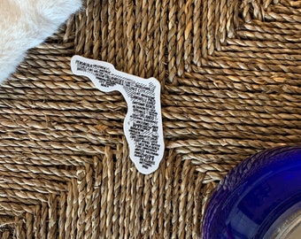 Florida Sticker | Laptop Sticker | Small Gift | Map of Florida | Sunshine State Sticker | Car Decal