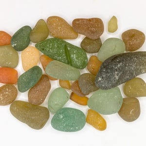 30 Lemon Lime Brown/Orange Citrus Scottish Sea Glass Ex Burnmouth Jewellery Arts Crafts Genuine Naturally Frosted Good Quality Sea Glass
