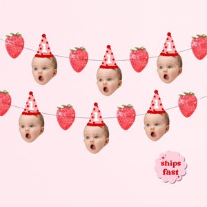 Berry 1st Birthday | 1st Birthday Face Garland | Strawberry Birthday Decorations Kit image 1
