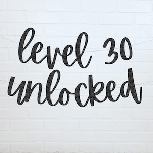 Level 30 Unlocked Banner: Gamer 30th Birthday Decorations