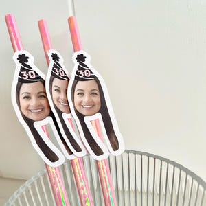 Birthday Face Straws | 30th Birthday Decorations | Birthday Party Favors | 40th Birthday for Her