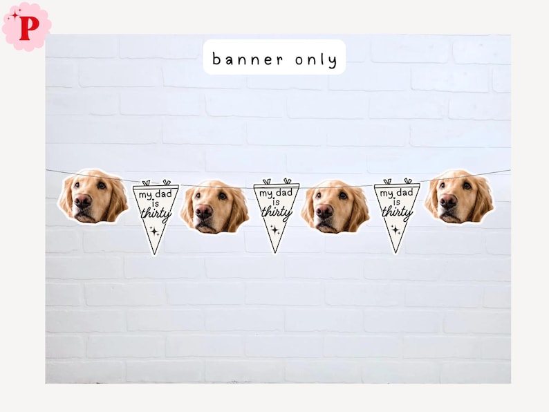 30th Birthday Banner Dog Faces | 30th Birthday for Him | Birthday Decorations for Guy | Banner Only