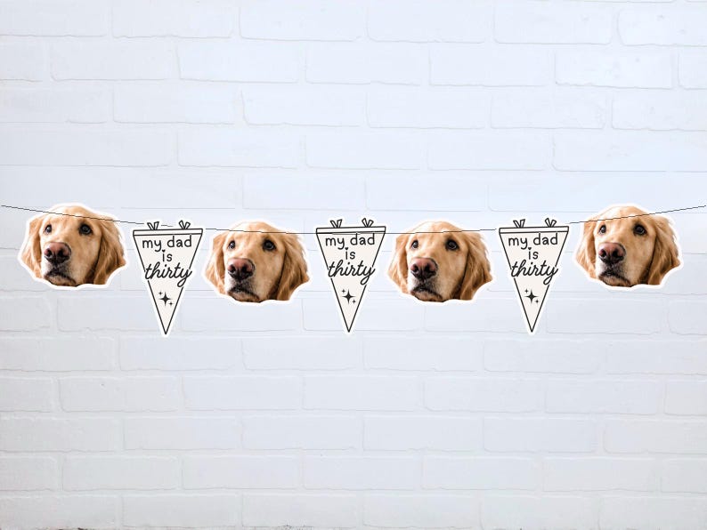 30th Birthday Banner Dog Faces | 30th Birthday for Him | Birthday Decorations for Guy | immagine 9