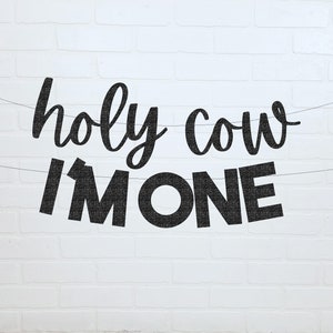 Holy Cow I'm One | Cow Birthday | Cow Banner | 1st Birthday Party | Cow Theme Birthday | 1st Birthday Banner