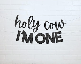 Holy Cow I'm One | Cow Birthday | Cow Banner | 1st Birthday Party | Cow Theme Birthday | 1st Birthday Banner