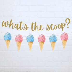 Ice Cream Gender Reveal Garland: What&#39;s the Scoop Party Decor