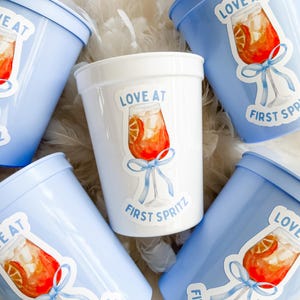 Love at First Spritz Cups | Italian Bachelorette Cups | Aperol Spritz Decorations | Something Blue Bachelorette