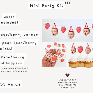 Berry 1st Birthday | 1st Birthday Face Garland | Strawberry Birthday Decorations Kit Mini Party Kit