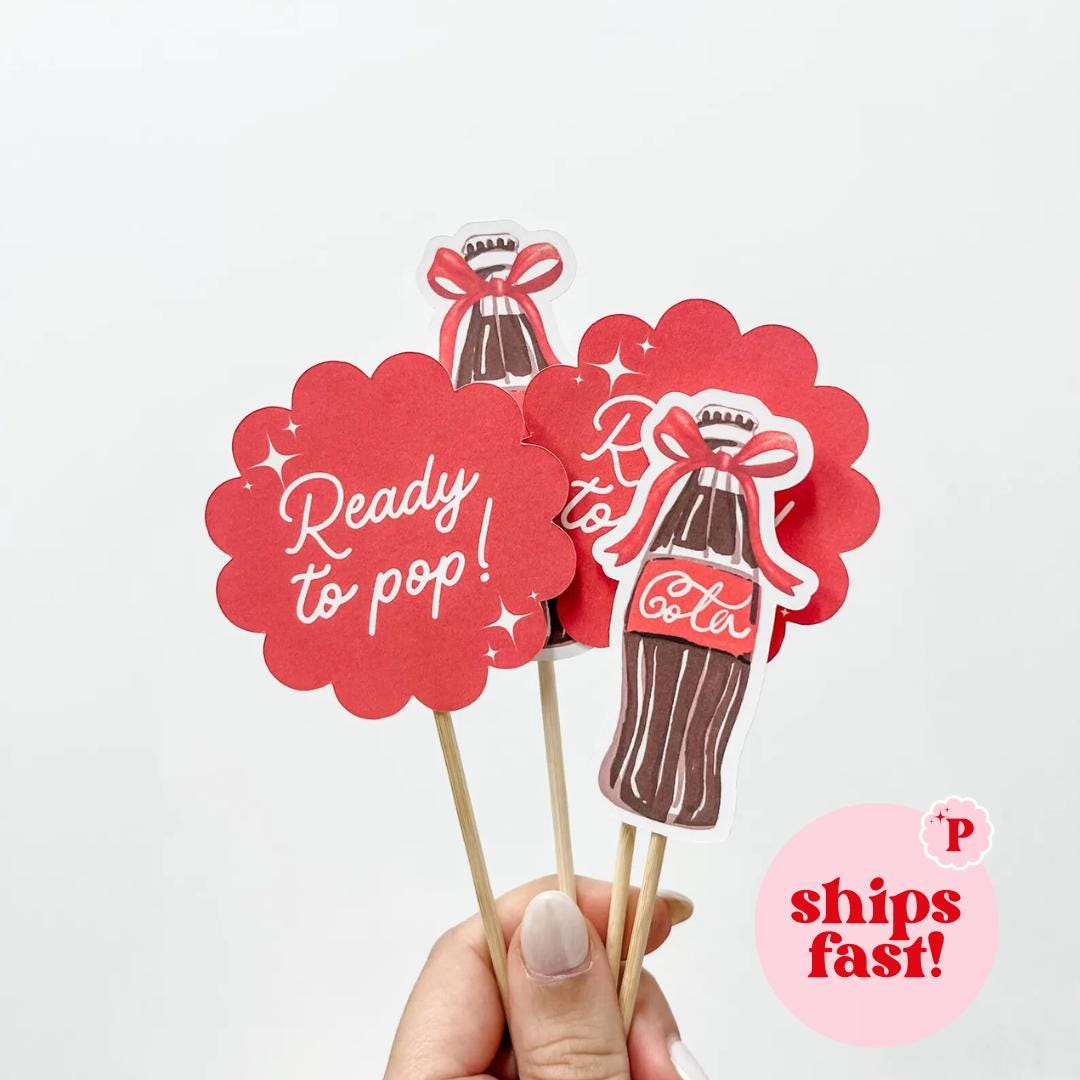 Pop Topper She's Ready to Pop Cupcake Toppers | Soda Theme Baby Shower - Etsy