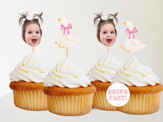 One Silly Goose Cupcake Toppers | Birthday Face Decorations | 1st Birthday Decorations