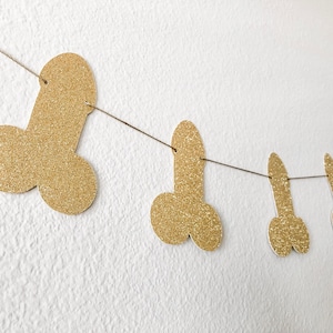 Penis Garland Gold Penis Garland Penis Banner Bachelorette Party Decorations image 1