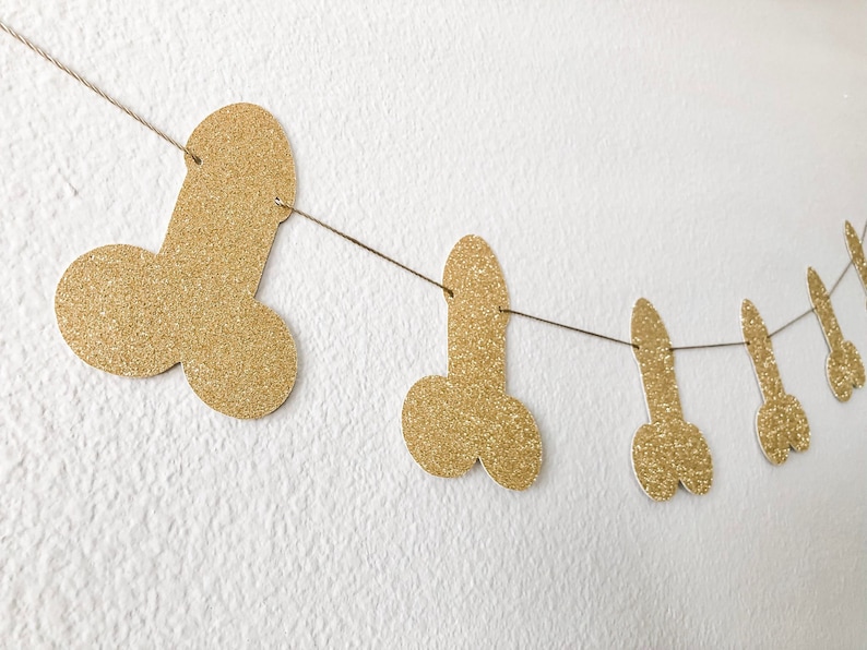 Penis Garland Gold Penis Garland Penis Banner Bachelorette Party Decorations image 1