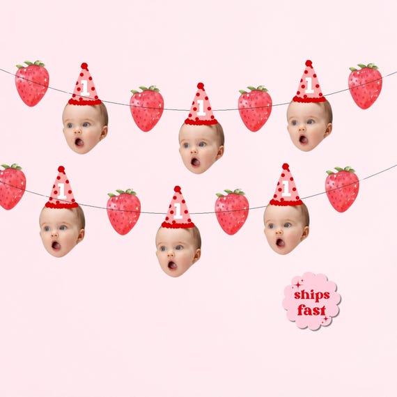 Berry 1st Birthday | 1st Birthday Face Garland | Strawberry Birthday Decorations Kit