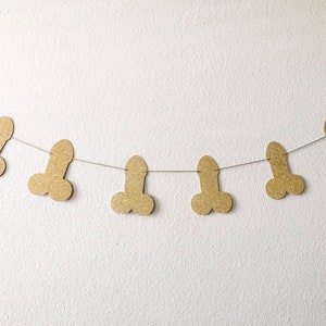 Penis Garland Gold Penis Garland Penis Banner Bachelorette Party Decorations image 2