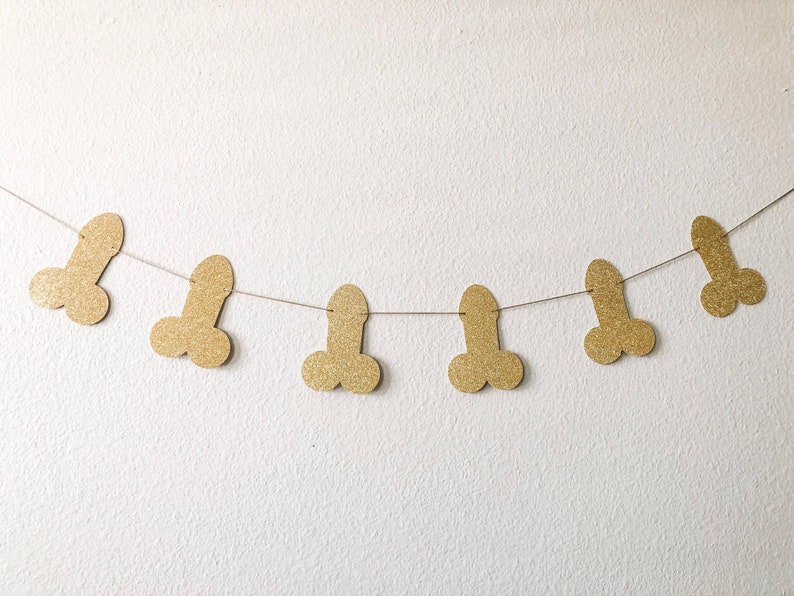 Penis Garland Gold Penis Garland Penis Banner Bachelorette Party Decorations image 2