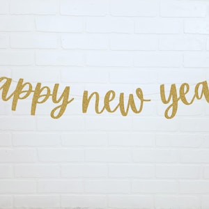 Happy New Year Banner | New Years Eve Decorations | Glitter New Years Banner | Sparkly Happy New Year