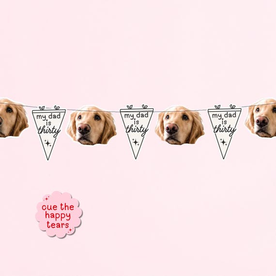 30th Birthday Banner Dog Faces | 30th Birthday for Him | Birthday Decorations for Guy |