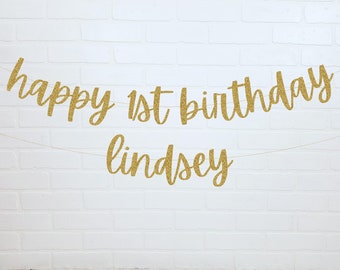 Happy Birthday Banner | Happy 1st Birthday | 1st Birthday Banner | Custom Birthday Banner | Custom Name Banner | Birthday Party Banner |