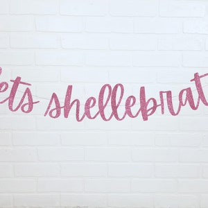 Banner de cumpleaños de sirena / Letrero "Let's Shellebrate" / Tema bajo el mar / Cumpleaños bajo el mar / Decoraciones de cumpleaños /