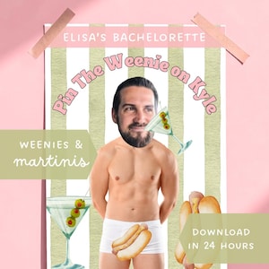 Pin the Weenie on the Hunk Bachelorette Party Game (Digital Download)