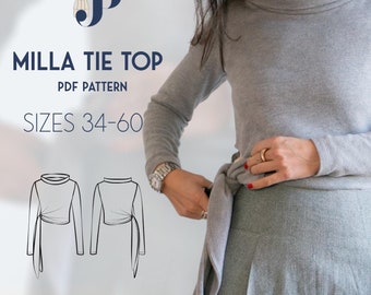 Milla Tie Top Just Patterns PDF sewing pattern size 34-60