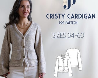 Cristy Cardigan Just Patterns PDF sewing pattern size 34-60