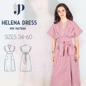 ヘレナ ラップドレス Just Patterns PDF 縫製パターン サイズ 34-60