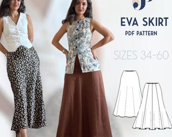 Eva Skirt Just Patterns PDF sewing pattern size 34-60