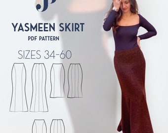 Yasmeen Skirt Just Patterns PDF sewing pattern size 34-60