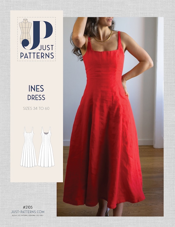 Ines Dress Just Patterns PDF Sewing Pattern Size 34-60 - Etsy