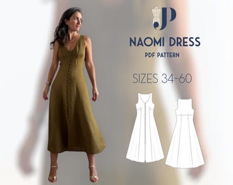 Naomi Dress Just Patterns PDF sewing pattern size 34-60