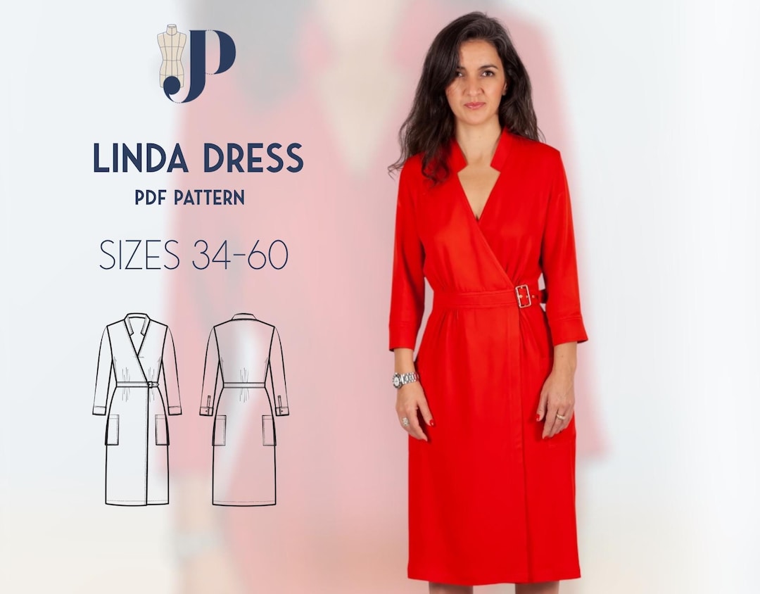 Linda Wrap Dress Just Patterns PDF Sewing Pattern Size 34-60 - Etsy