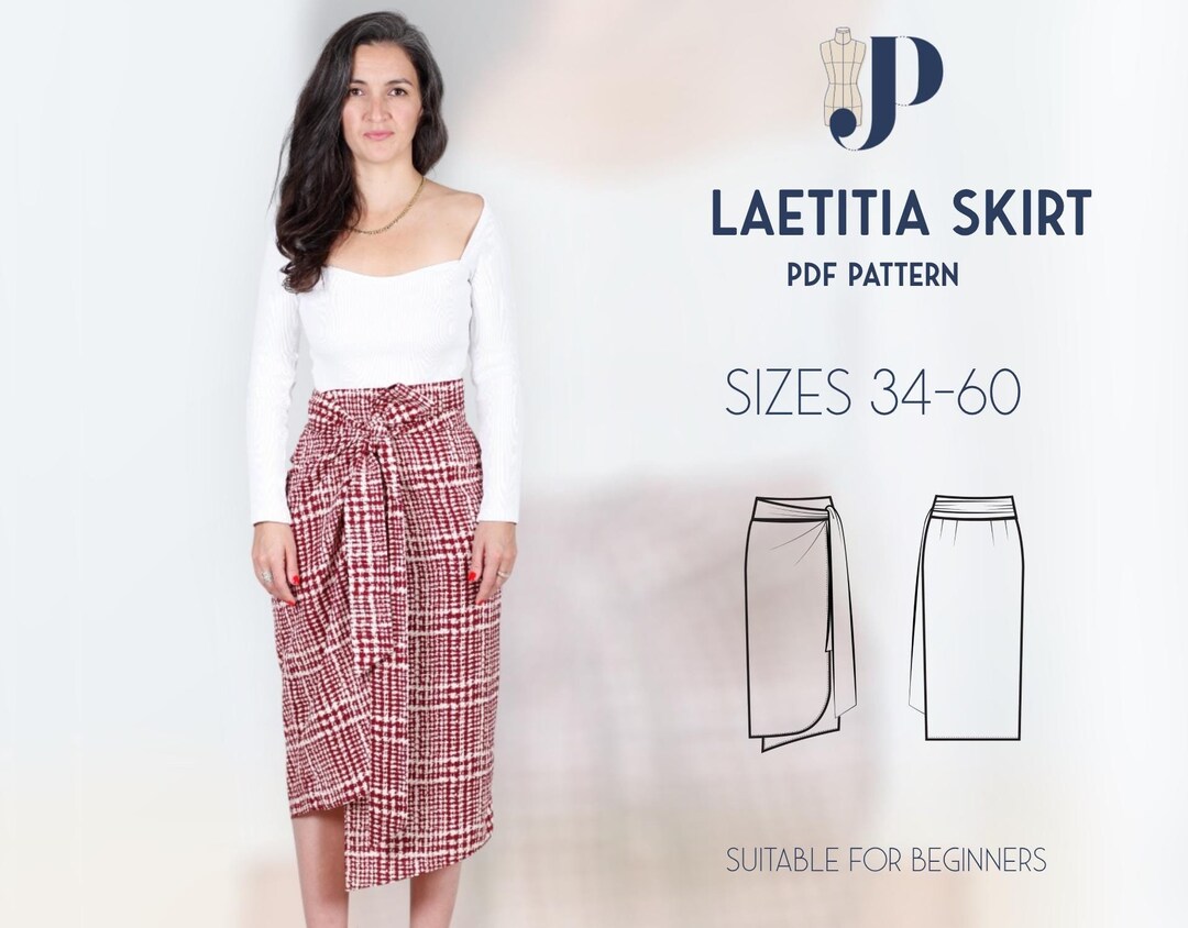 Laetitia Wrap Skirt Just Patterns PDF Sewing Pattern Size 34-60