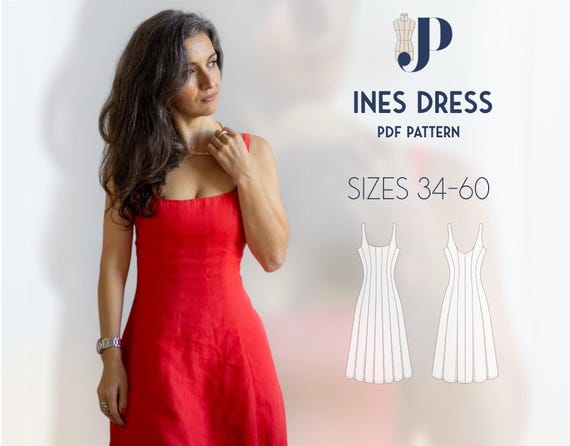 Ines Dress Just Patterns PDF Sewing Pattern Size 34-60 - Etsy