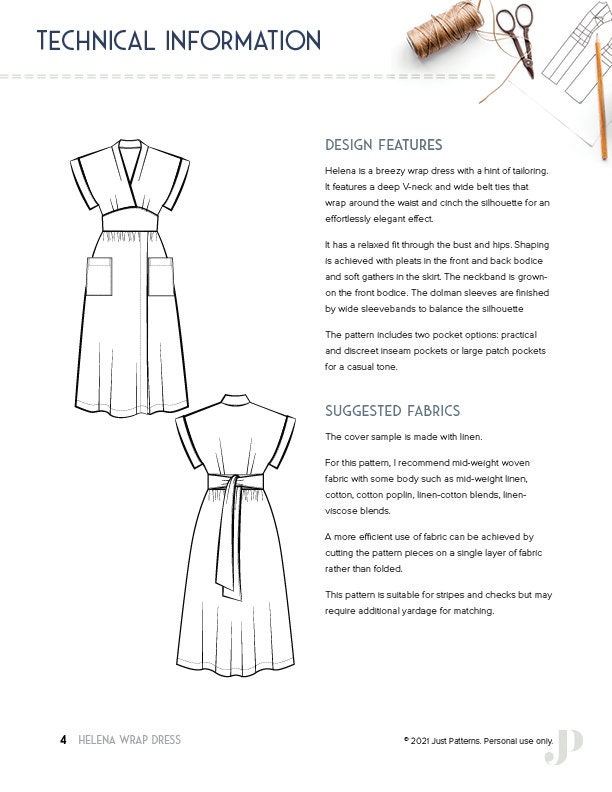 Helena Wrap Dress PDF Sewing Pattern - Etsy Canada