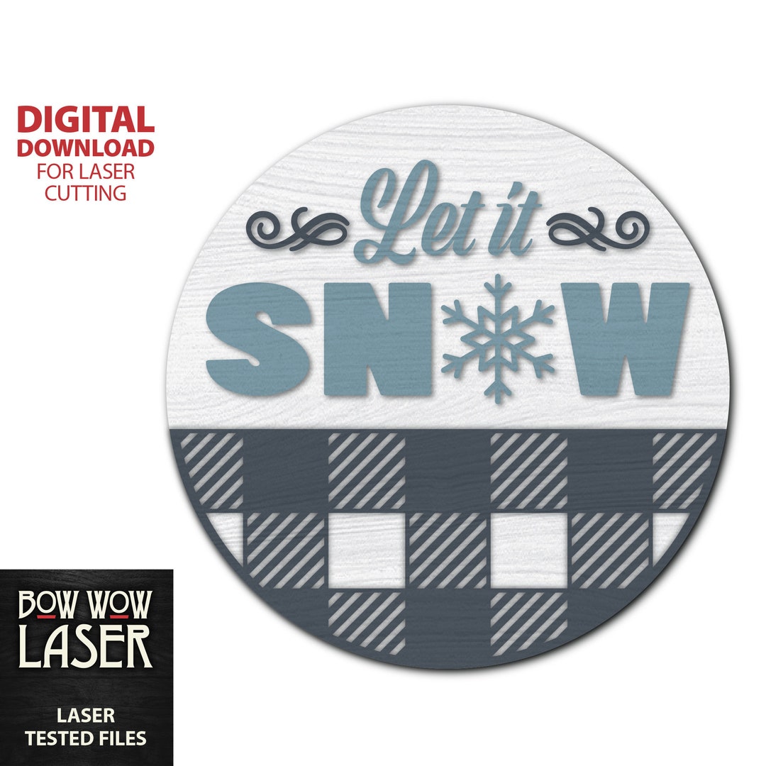 DIGITAL FILE Let It Snow Round Front Door Hanger Sign Svg Wood Winter ...