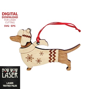 ARQUIVO DIGITAL Dachshund usando suéter de inverno cachecol chapéu enfeite de árvore de Natal arquivo de corte cortado a laser presente para amante doxie BESTSELLER!