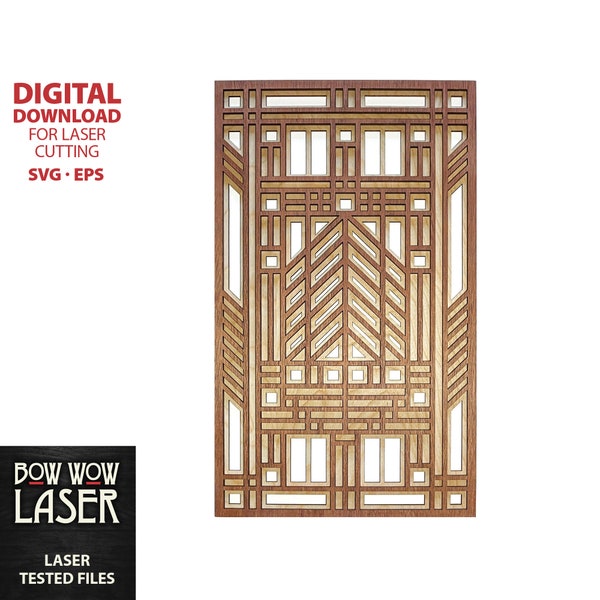 DIGITAL SVG FILE for Laser Cutting Prairie / Mission / Craftsman / Bungalow Style Wood Layered Art Panel 3D sculptural chevron wall decor