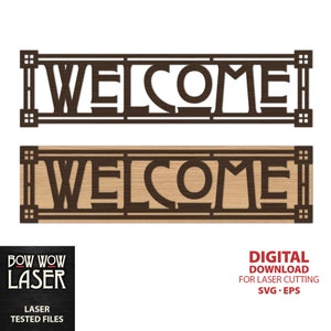 DIGITAAL BESTAND Welkomstbord svg bestand Arts &Crafts Mission Prairie Art Deco bungalow home style laser cutting print bestand voor hout / metaal