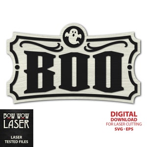 DIGITAL FILE BOO ghost sign creepy vintage style spooky funny Halloween svg front door hanger porch wall decor glowforge svg laser cutting
