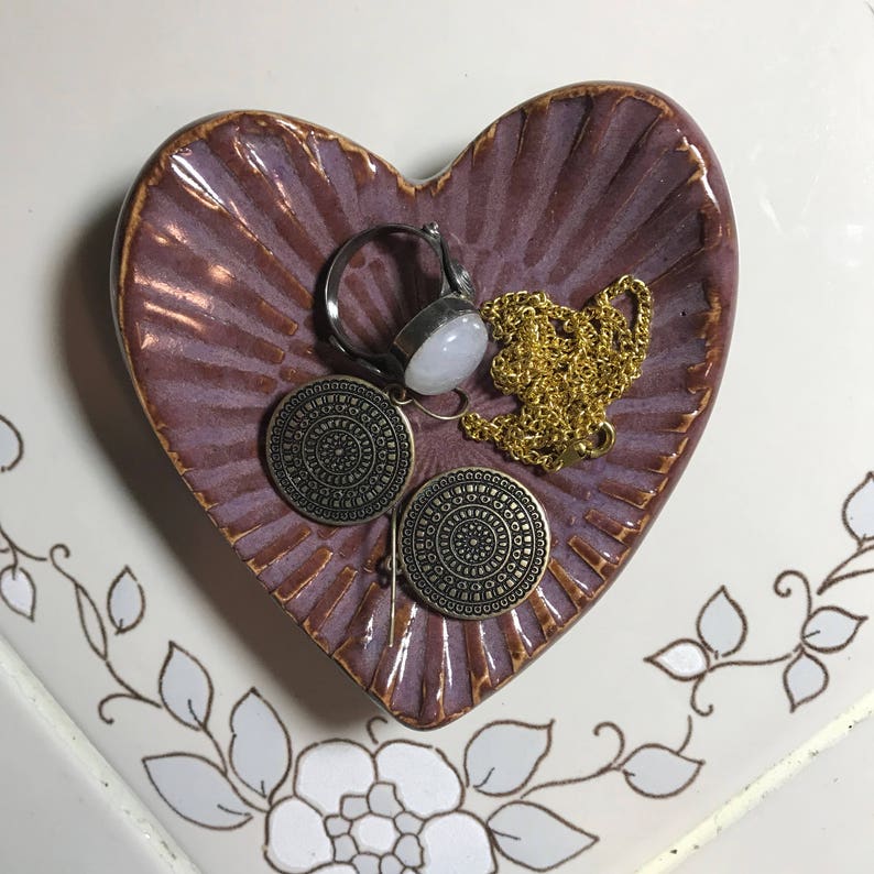 Valentines gift Heart trinket Dish Gift Heart Jewelry Dish Heart Coin Dish Heart Candle Holder Heart Spoon Rest Ceramic Heart Dish